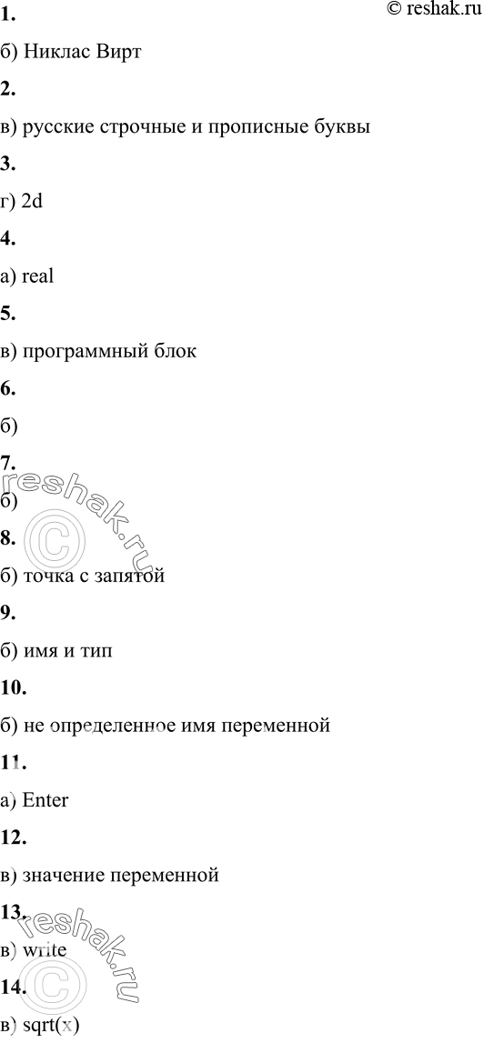 Изображение 1. Разработчиком языка Паскаль является:а) Блез Паскальб) Никлаус Виртв) Норберт Винерг) Эдсгер В. Дейкстра2. Что из нижеперечисленного не входит в алфавит...